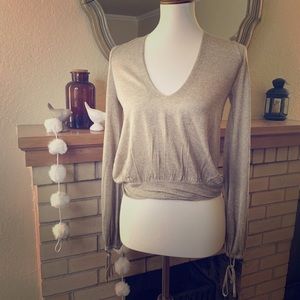 Free People Gold Dusted Thin Sweater Top (Size XS)
